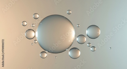 A vibrant abstract composition featuring numerous transparent spherical forms floating against a soft gradient background, embodying modern digital aesthetics ,aesthetic ,floating ,ethereal