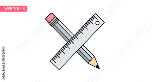 Precision planning with ruler and pencil, perfect for creative projects, layout designs, and educational materials. A symbol of measurement and accuracy