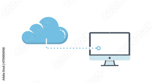 Seamless cloud connectivity with desktop, showcasing modern data solutions and digital transformation, ideal for tech startups and innovative businesses