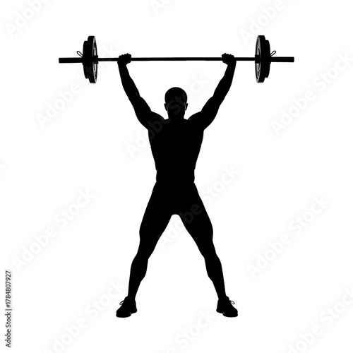 Silhouette of a weightlifter lifting a barbell