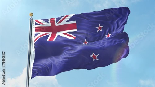 4K New Zealand flag waving in the wind - realistic New Zealand flag animation in high resolution, perfect for New Zealand national day, independence, travel and patriotic video projects