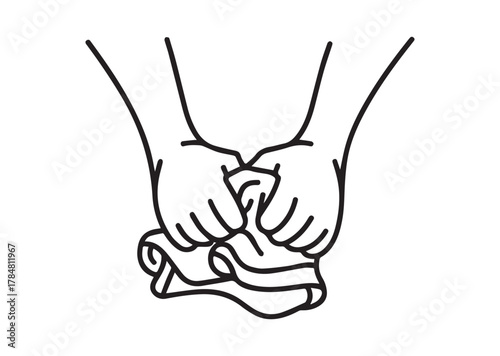 Squeeze the clothes Line art Vector design