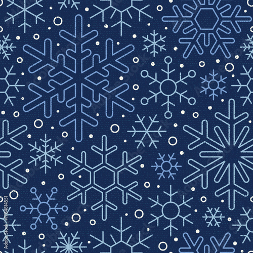 Snowflakes seamless pattern, winter vector background