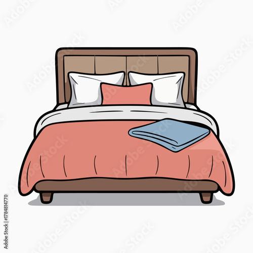 Cartoon bed bedroom furniture interior design pillows blanket comfort sleep home rest relaxation