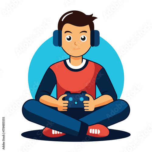 A gamer sitting with a controller