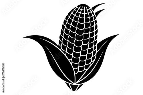 Corn silhouette icon, Corn black symbol white background