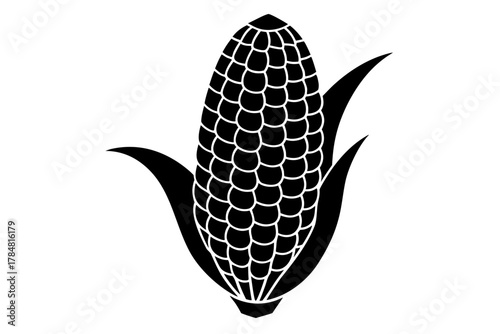 Corn silhouette icon, Corn black symbol white background