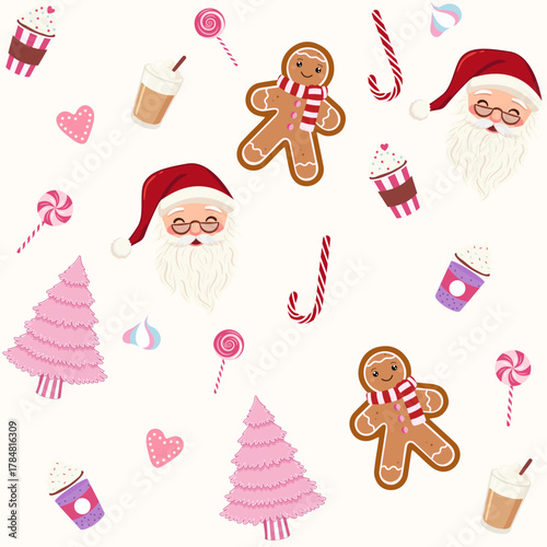 Cute Christmas Sweets and Characters Pattern