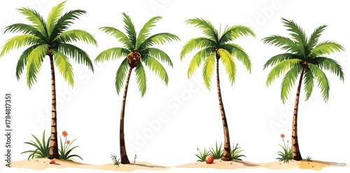Tropical palm trees vector illustration for summer vacation design concept