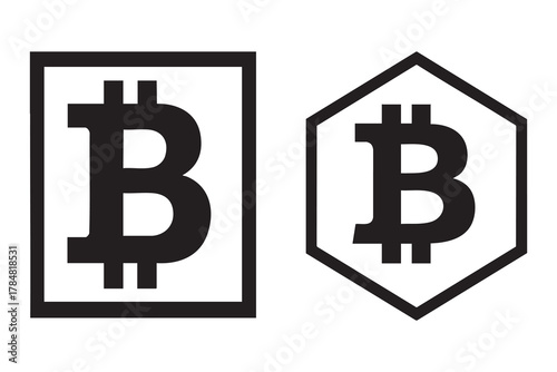 Blockchain bitcoin sign simple vector art design