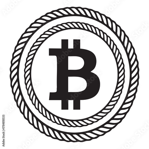 Blockchain bitcoin sign simple vector art design