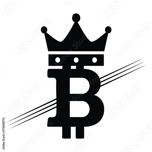 Bitcoin logo in black and white silhouette vector design