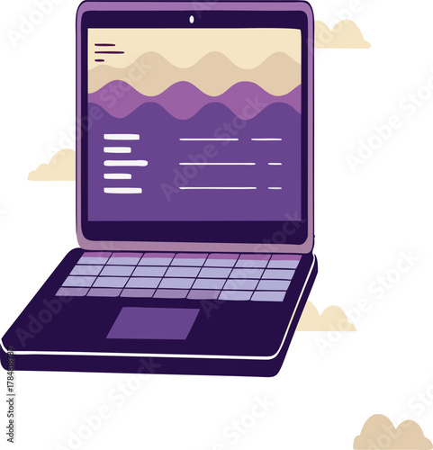 Modern Laptop with Data Dashboard Interface – Cloud Computing and Digital Technology Concept