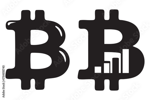 Blockchain bitcoin sign simple vector art design