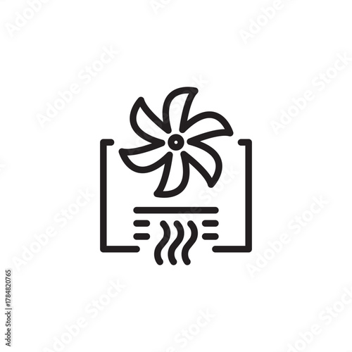 HVAC system icon symbolizing air quality and temperature regulation, representing modern building management, specialized environmental control technology, and facility operations.