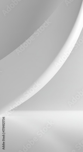 A smooth, continuous surface background creating an infinite white void for clean product placement or abstract design concepts ,advertisement ,void ,base