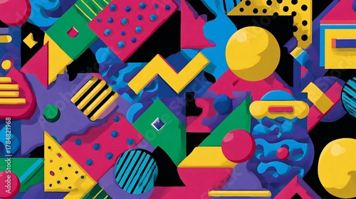 seamless pattern with colorful abstract shapes