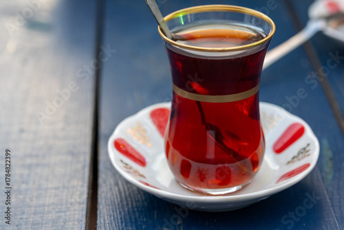 Close-Up of Traditional Turkish Tea
