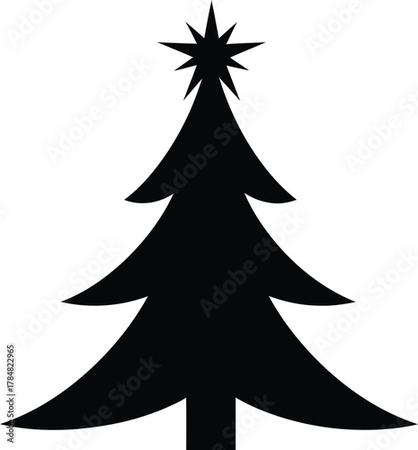 Stylized christmas tree silhouette icon with festive star topper Vector