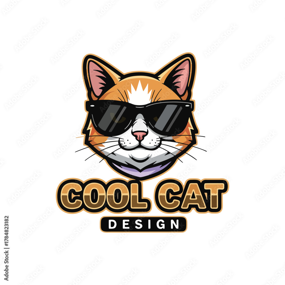 Fototapeta premium Vector illustration of a cute cat with lettering 
