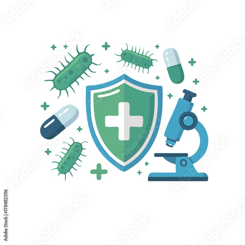 Flat Medical Vector – Antimicrobial Resistance Awareness Illustration