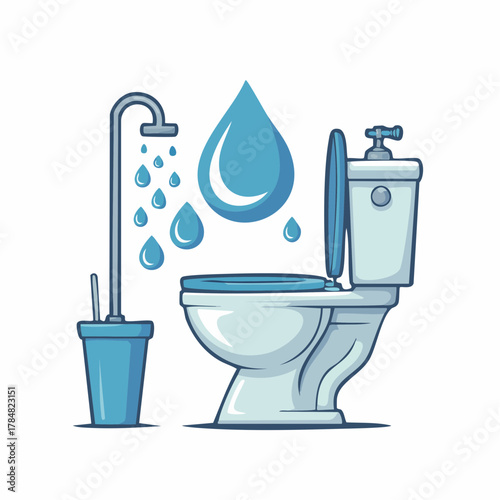 Flat Sanitation Vector – World Toilet Day Clean Water Concept