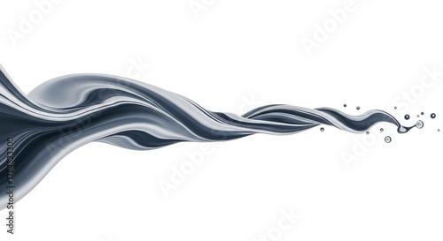 Abstract smooth flowing liquid movement dissolving into pure white negative space background. Dynamic transition texture ,curve ,simplicity ,line
