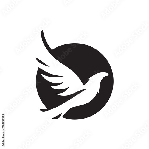2d Logo of an eagle flying high on a white background