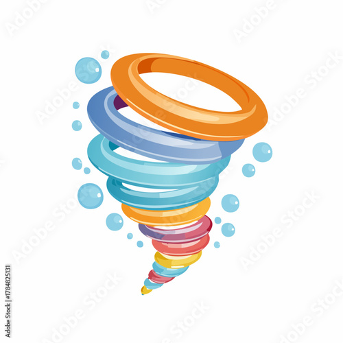 Abstract whimsical colorful vortex design illustration with playful gradient rings and bubbles