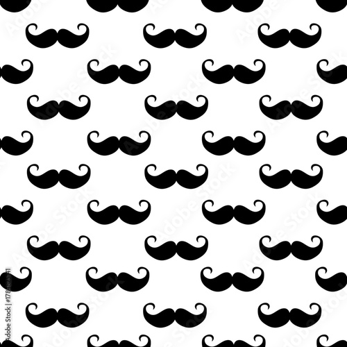 Mustache seamless pattern isolate on white background.	
