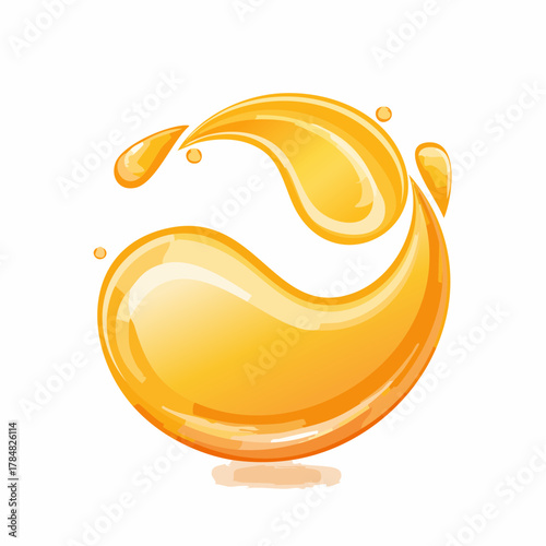Golden fluid vortex with droplets evokes energetic movement and liquid smoothness creating a