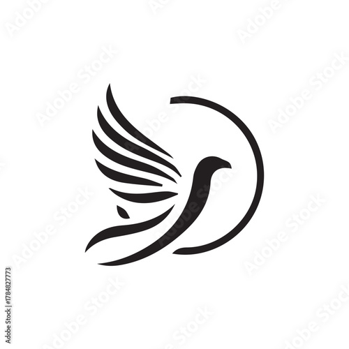 2d Logo of an eagle flying high on a white background