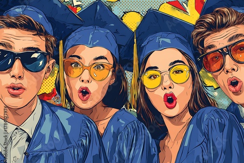 pop art style graduation students