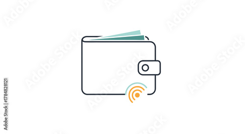 Secure digital wallet for modern payments, contactless transactions and financial technology, signaling connectivity, safe money management for today's economy