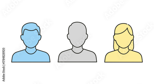 Diverse team of faceless people icons perfect for representing teamwork, corporate culture, or social connection in a modern and inclusive way