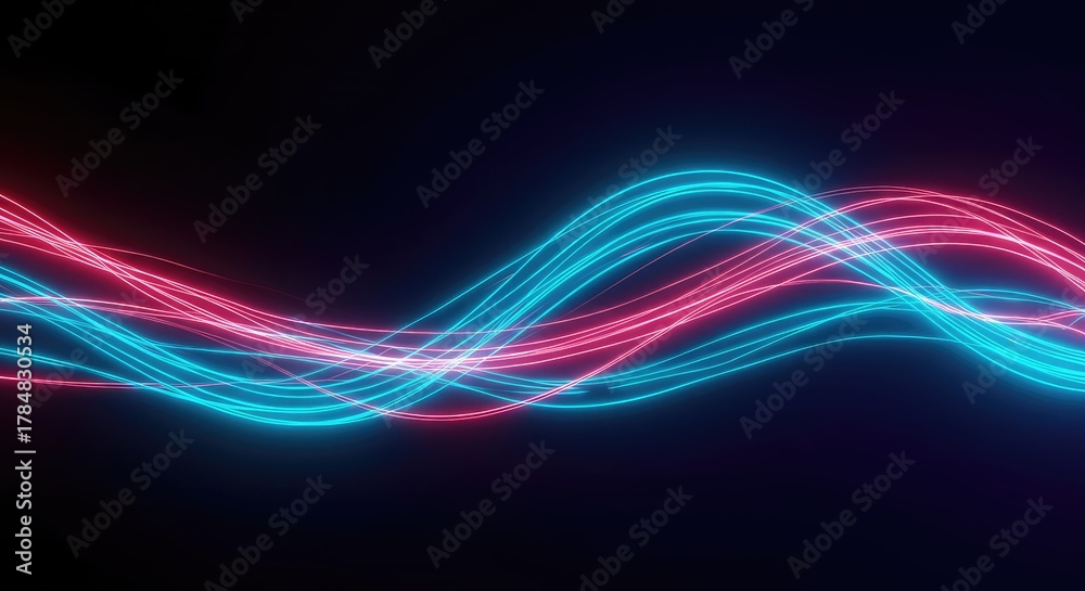 Fototapeta premium Dynamic digital abstract background showing flowing electric light trails creating a rhythmic pulse and high energy wave patterns ,motion ,pattern ,modern