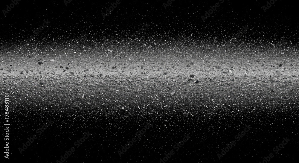 Obraz premium Fine gray powder residue scattered heavily across a surface, showing the byproduct of intense heat and combustion in a heating system ,fireplace ,pollution ,dust