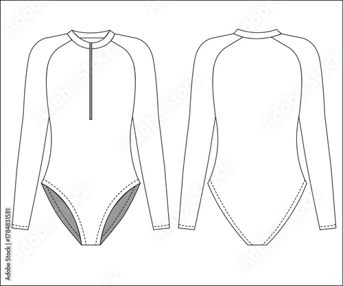 Swimsuit flat sketch vector illustration design mock up