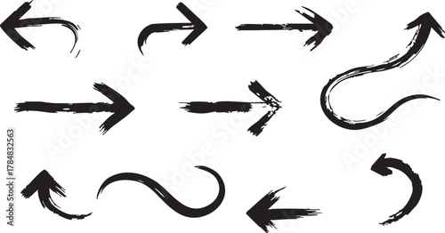 vector set of black silhouettes of arrows