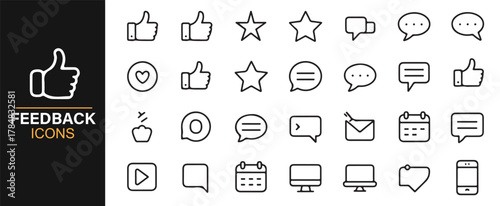 Feedback and messaging line symbols for digital platforms and UI design