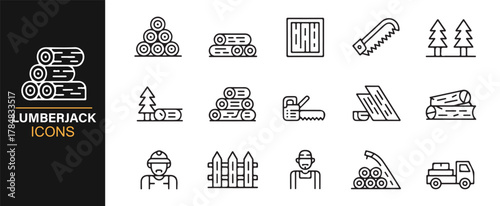 Forestry and wood industry line symbols for timber production graphics