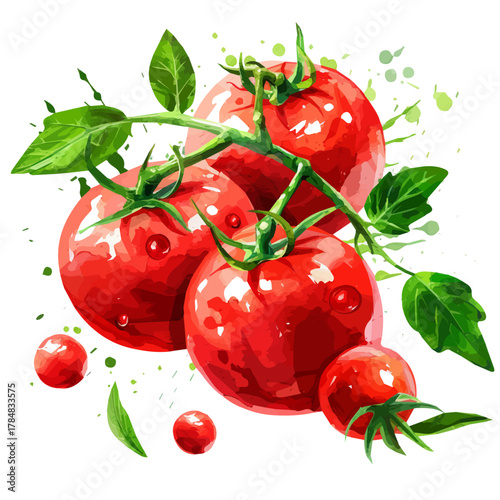 Vector illustration set, eps format, My Watercolor illustration, sliced heirloom tomato painting isolated on a white background, EPS painting design