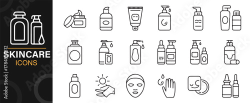 Day and night skincare routine icons for cosmetic branding