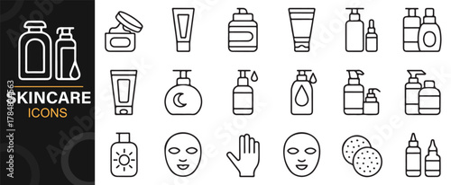Personal care bottle and cream container outline symbol pack