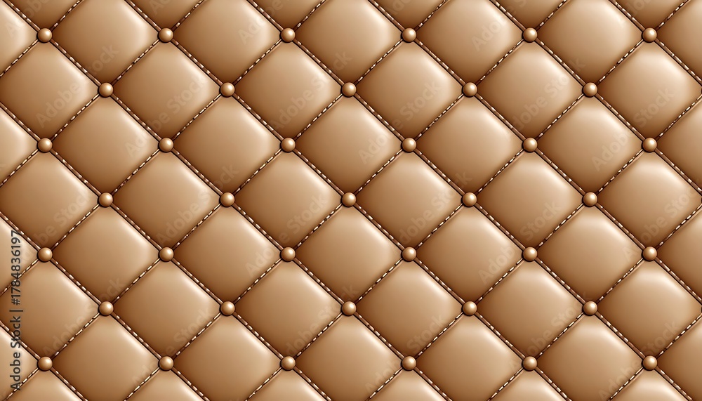 Obraz premium Elegant Brown Leather Upholstery Texture with Diamond Pattern and Button Details