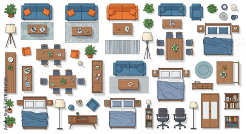 furniture layout plan arrangement of interior design elements for home decor and remodeling projects showing space planning and visualization