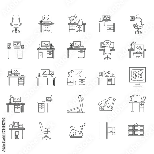 modern office setup showcasing ergonomic workspace design home office equipment and standing desks for productivity and well-being at work.