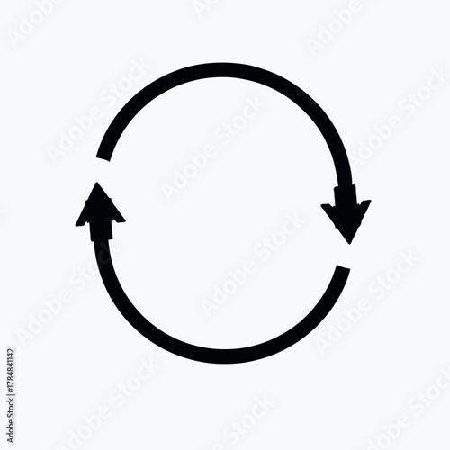 Circular arrows rotating in opposite directions, symbolizing process or cycle concept