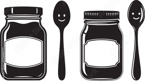 Two jars and spoons silhouette
