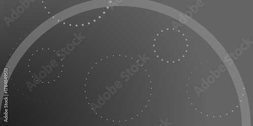Halftone dots in ring form. Geometric art. circle background. A Striking Dark Background with Luminous Circles Creating a Modern and Elegant Design with Abstract Glowing Orbs .